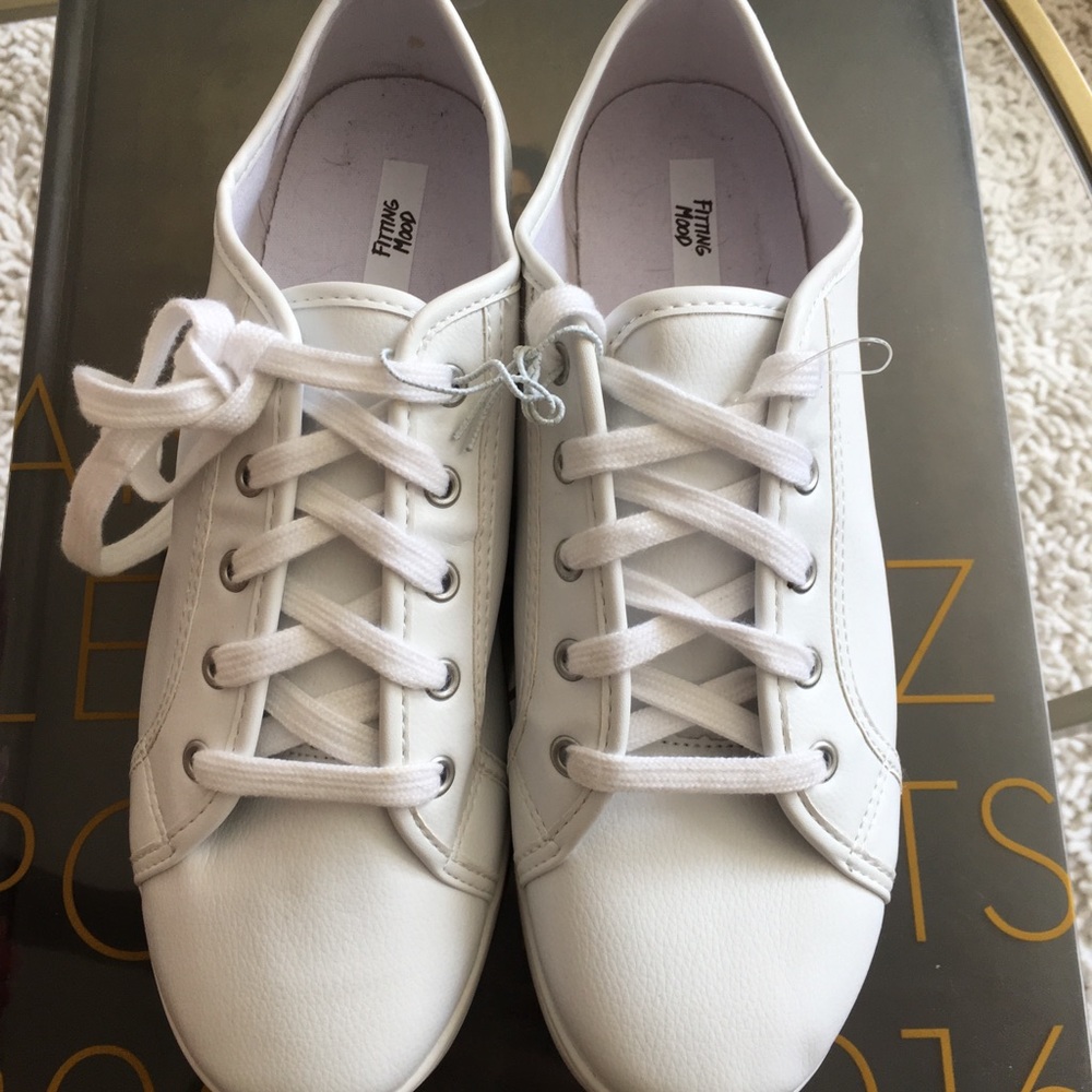 Faux Leather Sneaker White Shoes.